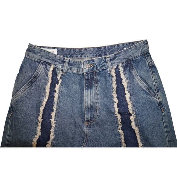 Zara High-Rise Frayed Panel Wide-Leg Jeans – Size 34 - Picture 4 of 7